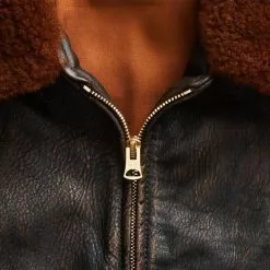 SHEARLING LEATHER JACKET Black / Brown 8 SHEARLING LEATHER JACKET Black / Brown -clothing Shop 24111 4 1800x1800