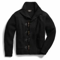 WOOL TOGGLE JUMPER JACKET Black
