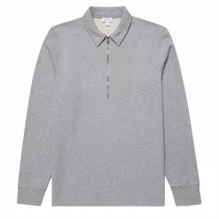 ZIP POLO SWEATSHIRT Grey Melange