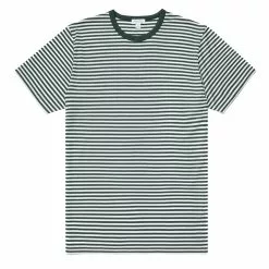 CLASSIC CREW NECK ENGLISH STRIPE T-SHIRT Deep Green / White