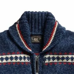 LOGO COTTON-BLEND FULL-ZIP CARDIGAN Indigo Cream Multi -clothing Shop 24817 5 1800x1800