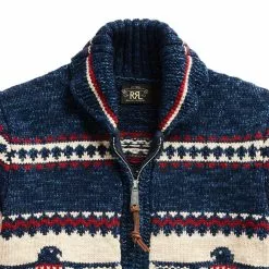 LOGO COTTON-BLEND FULL-ZIP CARDIGAN Indigo Cream Multi -clothing Shop 24817 7 1800x1800