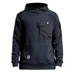 GLOBE POCKET HOODED SWEAT Black